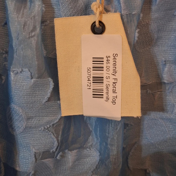 ANDTHEWHY NWT Blue Serenity Floral Applique Embroidered Blouse Sz small - Picture 4 of 11